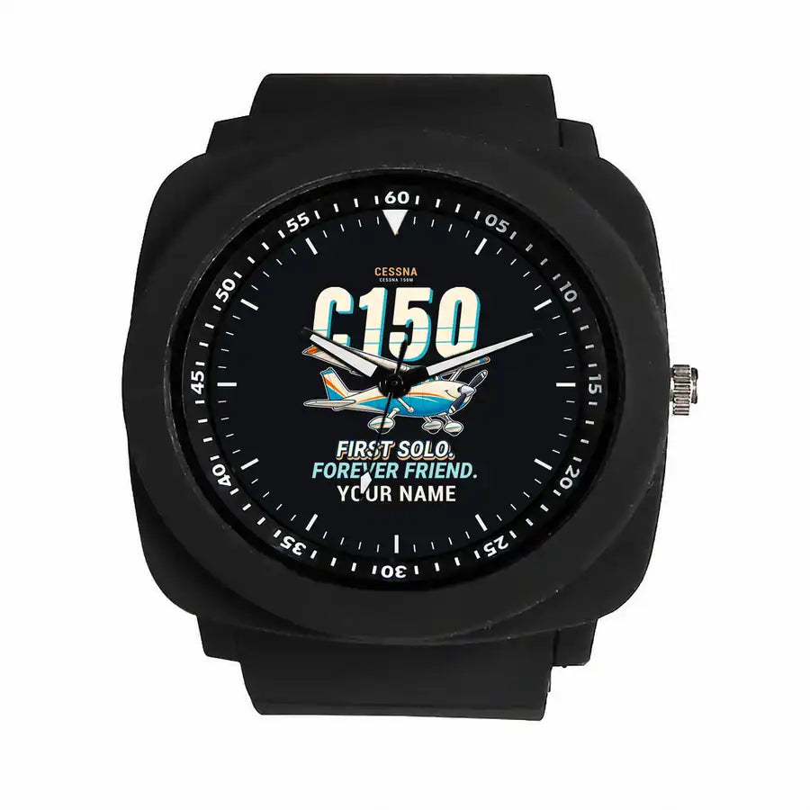 Cessna 150M - Cartoon + Name - Rubber Strap - Black