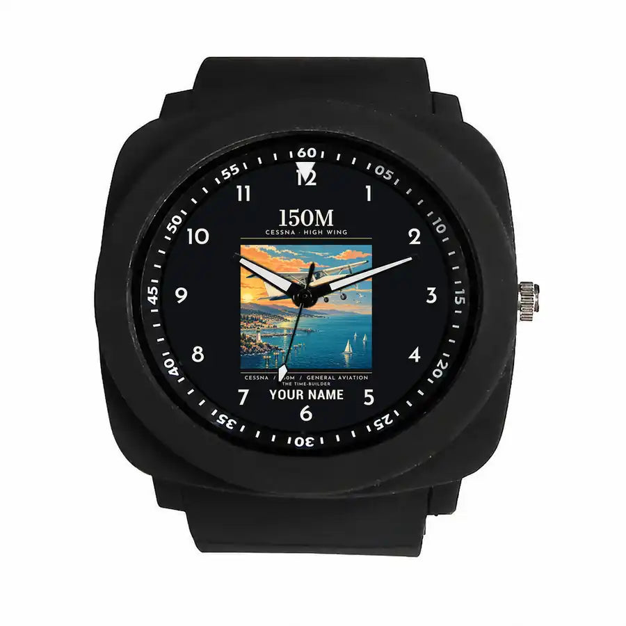 Cessna 150M - Poster + Name - Rubber Strap - Black