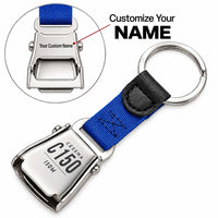 Thumbnail for Cessna 150M - Seat Belt Key Chain - Tag + Name - Blue