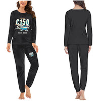 Thumbnail for Cessna 150M - Women Pajamas - Cartoon Chest + Name - Black