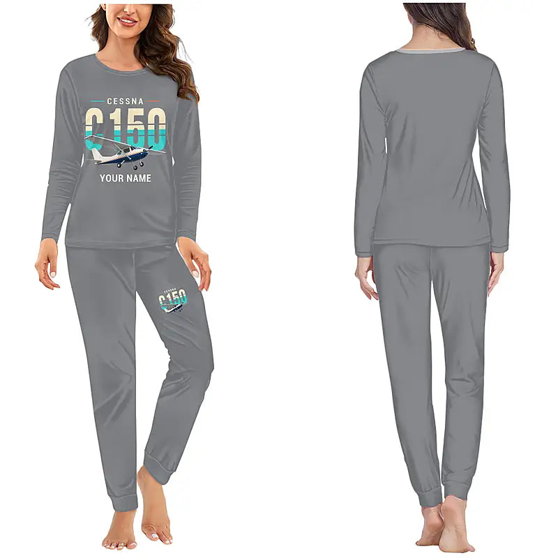Cessna 150M - Women Pajamas - Original Chest + Name - Gray