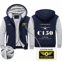 Thumbnail for Cessna 150M Zipped Sweatshirts - Heritage + Name - Navy & Gray