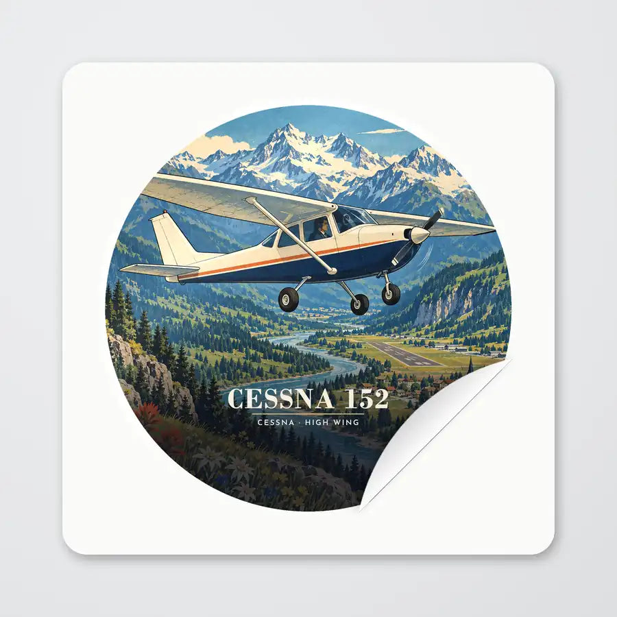 Cessna 152 - 3D - Circle Sticker - Peel
