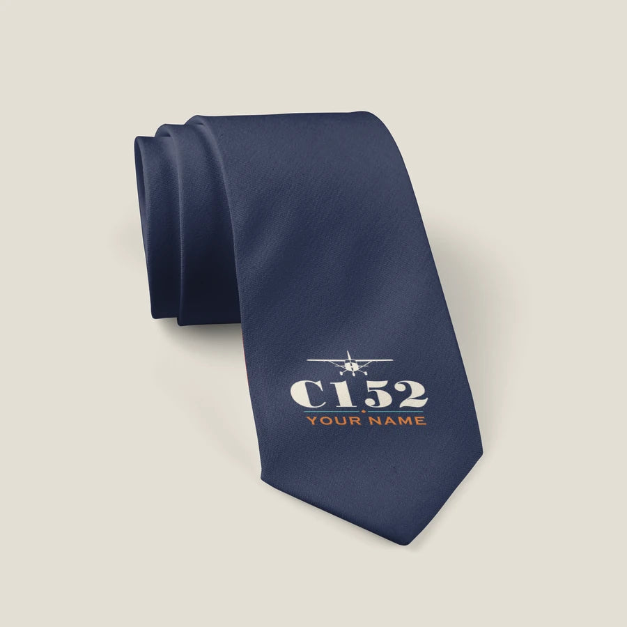 Cessna 152 - Heritage + Name - Tie - Navy Blue