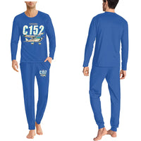 Thumbnail for Cessna 152 - Men Pajamas - Cartoon Chest - Blue
