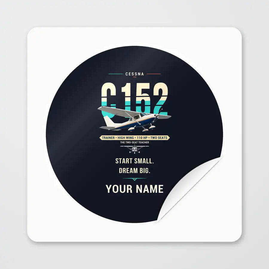 Cessna 152 - Original + Name - Circle Sticker - Peel