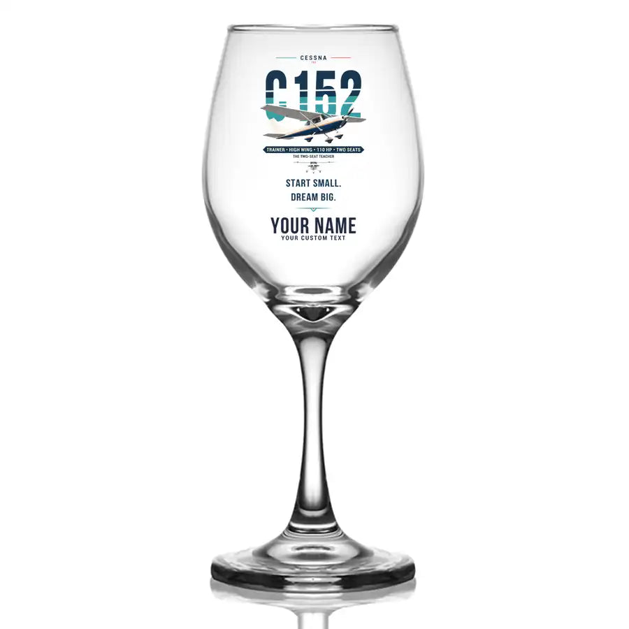 Cessna 152 - Original + Name - Wine Glass