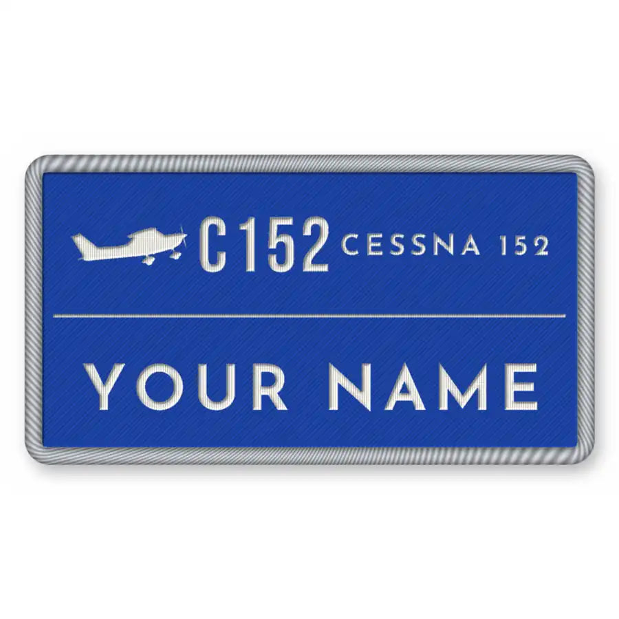 Cessna 152 Patches - Rectangle + Name - Royal White