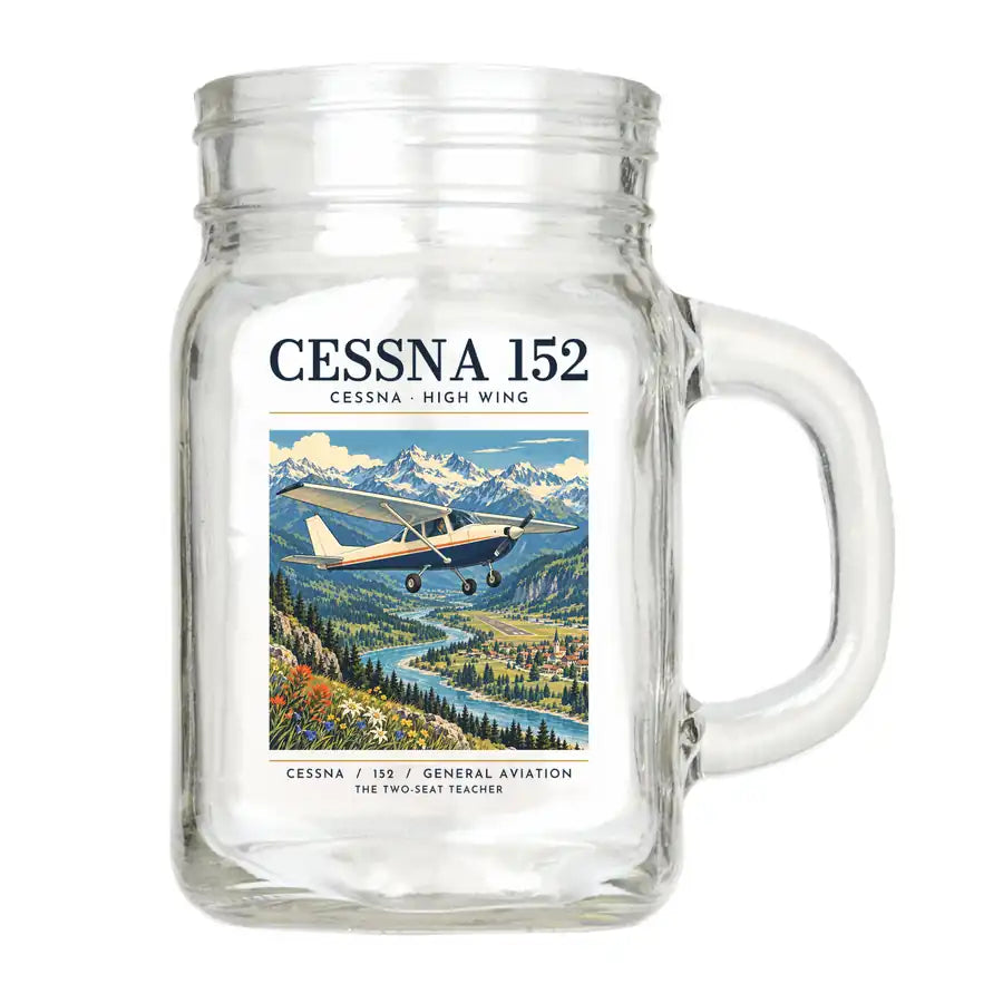 Cessna 152 - Poster - Cocktail Glass (Mason Jar)