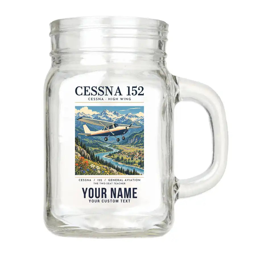 Cessna 152 - Poster + Name - Cocktail Glass (Mason Jar)