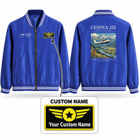 Thumbnail for Cessna 152 Stylish Jackets - Baseball Collar - Poster + Name - Royal Blue