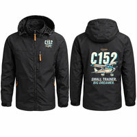 Thumbnail for Cessna 152 Stylish Jackets - Hooded Windbreaker - Cartoon - Black