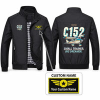 Thumbnail for Cessna 152 Stylish Jackets - Stand Collar - Cartoon + Name - Black