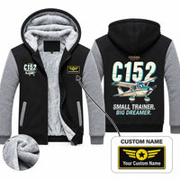 Thumbnail for Cessna 152 Zipped Sweatshirts - Cartoon + Name - Black & Gray