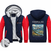 Thumbnail for Cessna 152 Zipped Sweatshirts - Poster - Navy & Red