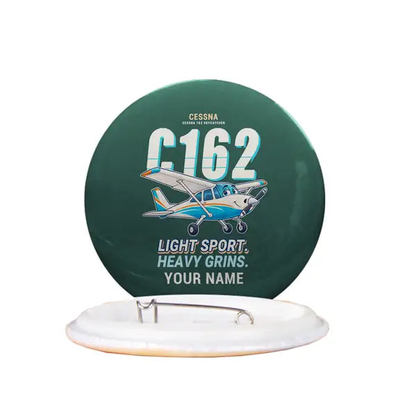 Cessna 162 Skycatcher - Cartoon + Name - Pin - Dark Green