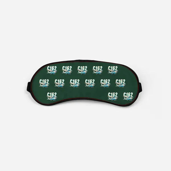 Cessna 162 Skycatcher - Cartoon Pattern - Sleep Mask - Dark Green