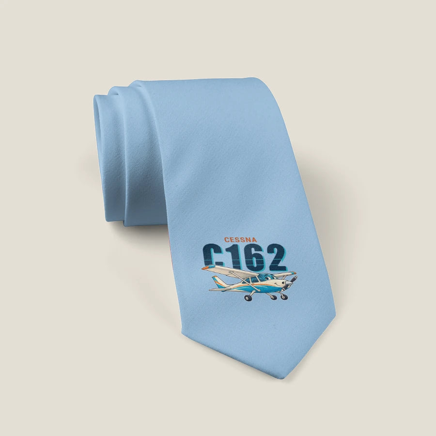 Cessna 162 Skycatcher - Cartoon - Tie - Light Blue