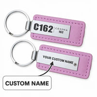 Thumbnail for Cessna 162 Skycatcher - Leather Key Chain - Faux Leather - Tag - Pink + Name