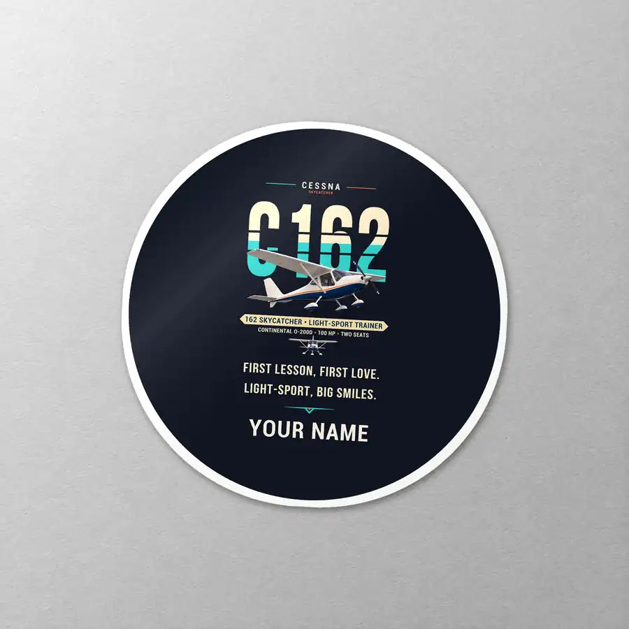 Cessna 162 Skycatcher - Original + Name - Circle Sticker - Close-up