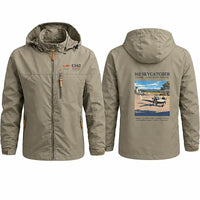 Thumbnail for Cessna 162 Skycatcher Stylish Jackets - Hooded Windbreaker - Poster - Khaki