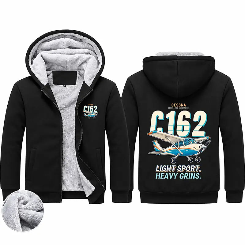 Cessna 162 Skycatcher Zipped Sweatshirts - Cartoon - Black