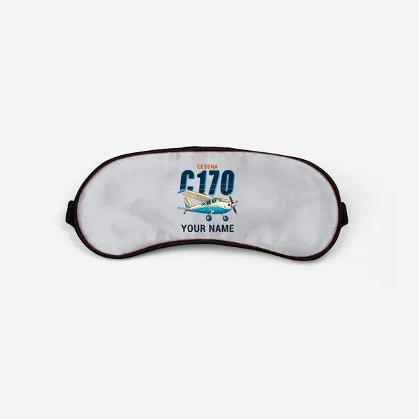 Cessna 170B - Cartoon + Name - Sleep Mask - Light Gray