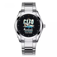 Thumbnail for Cessna 170B - Cartoon + Name - Stainless Steel Band - For Men