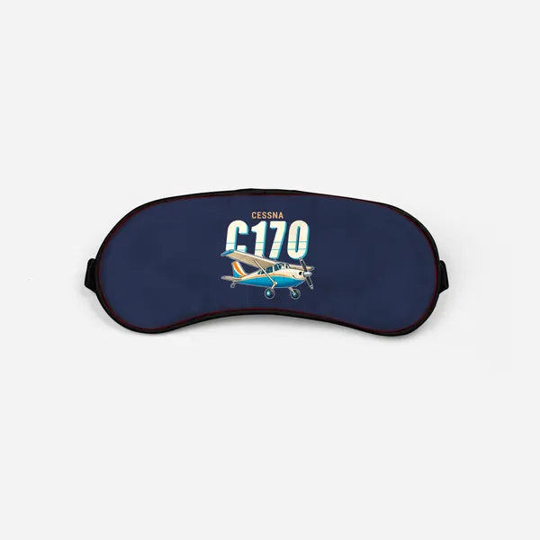 Cessna 170B - Cartoon - Sleep Mask - Navy Blue