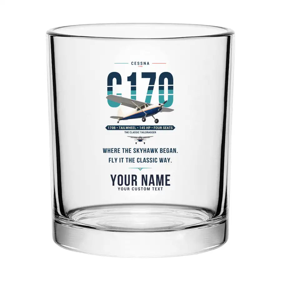 Cessna 170B - Original + Name - Special Whiskey Glass