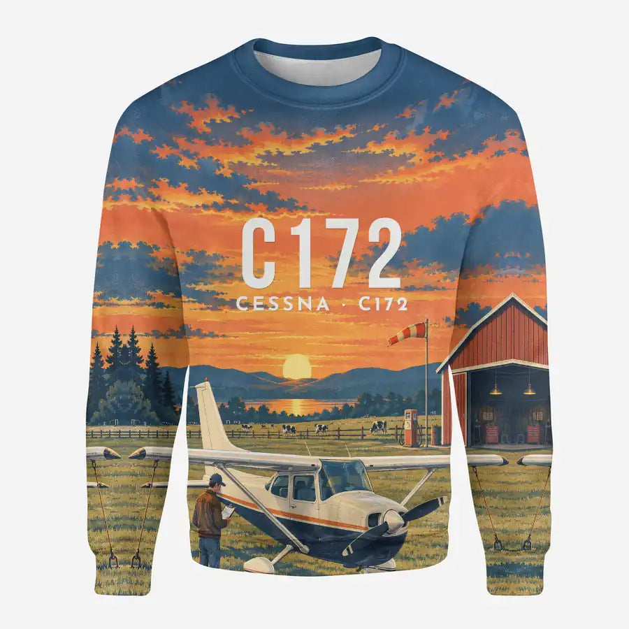 Cessna 172 Skyhawk 3D All-Over Print Clothing - Sweatshirt - 3D