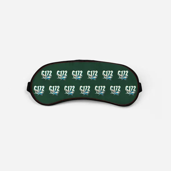 Cessna 172 Skyhawk - Cartoon Pattern - Sleep Mask - Dark Green