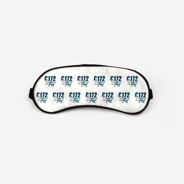 Cessna 172 Skyhawk - Cartoon Pattern - Sleep Mask - White