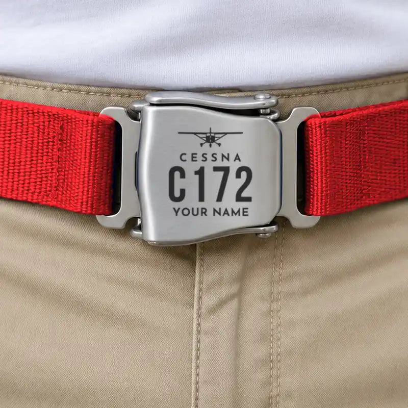 Cessna 172 Skyhawk - Seat Belt - Heritage + Name - Red