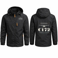 Thumbnail for Cessna 172 Skyhawk Stylish Jackets - Hooded Windbreaker - Heritage - Black