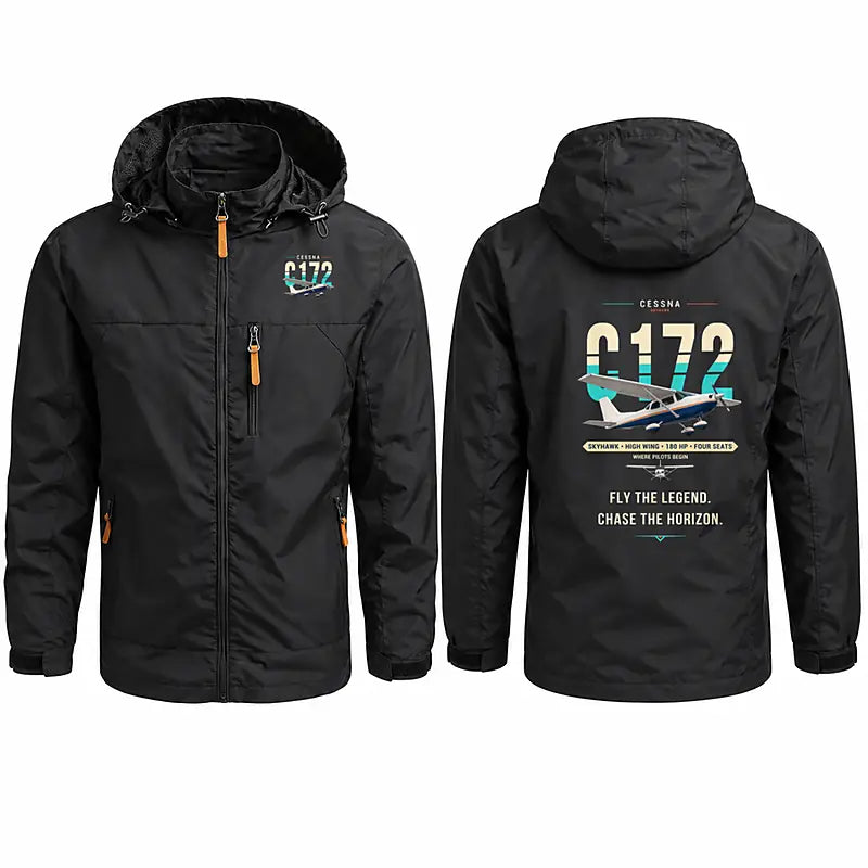 Cessna 172 Skyhawk Stylish Jackets - Hooded Windbreaker - Original - Black