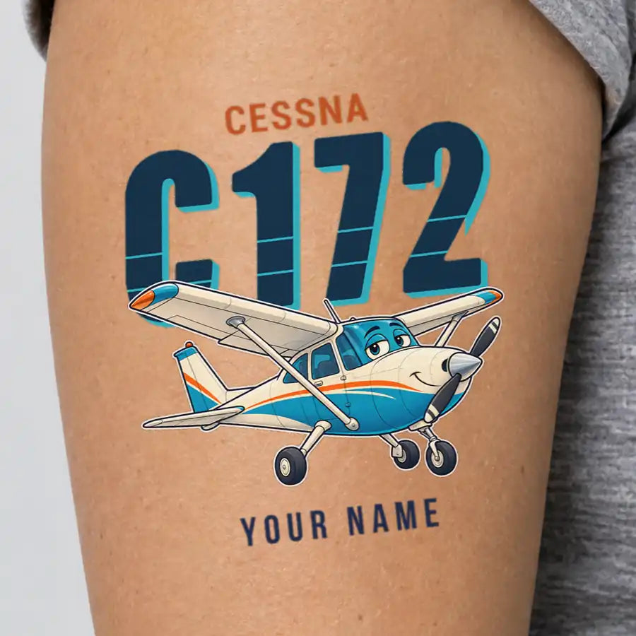 Cessna 172 Skyhawk - Tattoo - Cartoon + Name