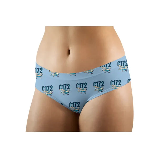 Cessna 172 Skyhawk - Women Panties - Cartoon Pattern - Light Blue - Front