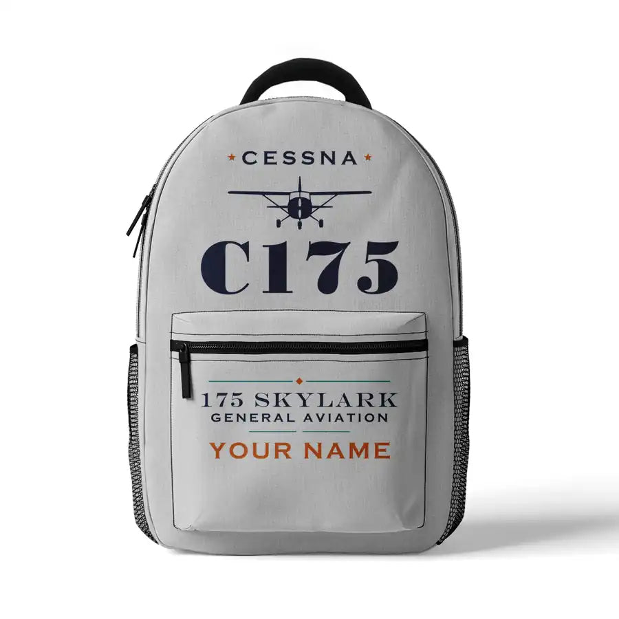 Cessna 175 Skylark - 3D Backpack - Heritage + Name - White