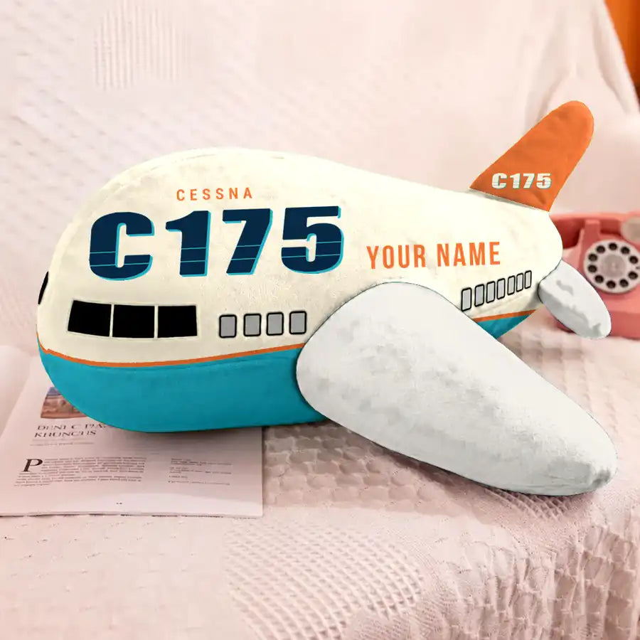 Cessna 175 Skylark - Cartoon + Name - Airplane Pillow