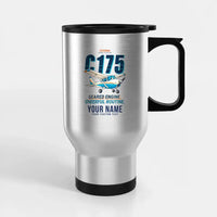 Thumbnail for Cessna 175 Skylark - Cartoon + Name - Stainless Steel with Holder - Silver