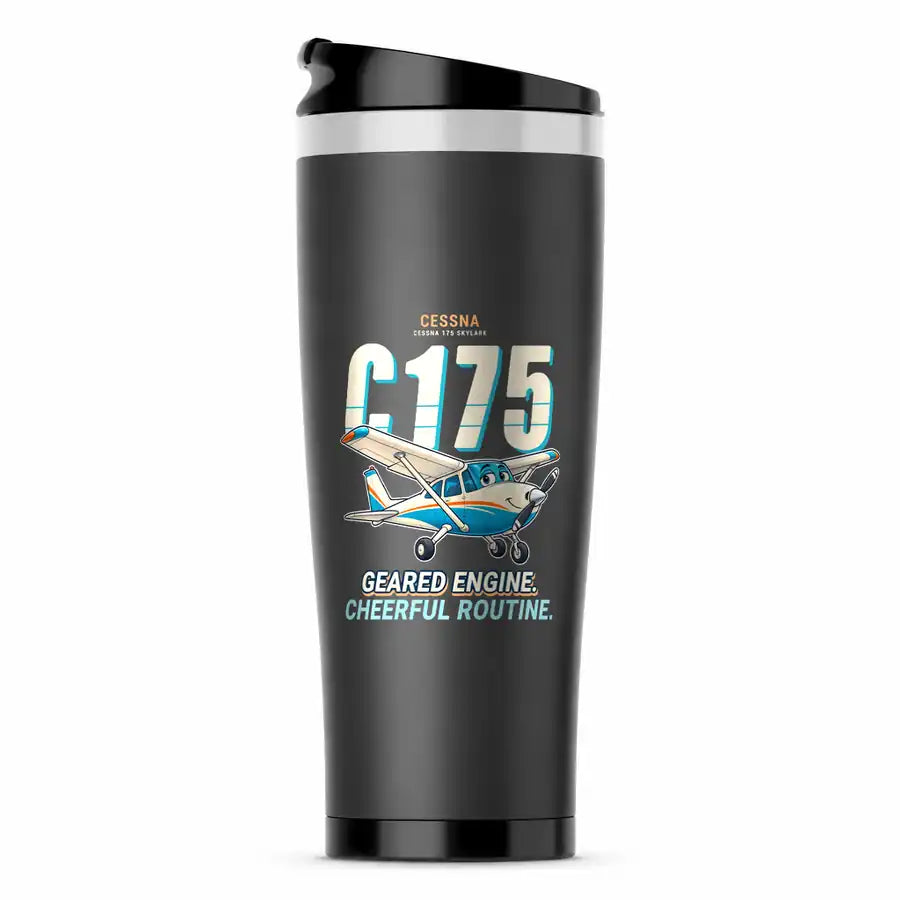 Cessna 175 Skylark - Cartoon - Stainless Steel (No Holder) - Gray
