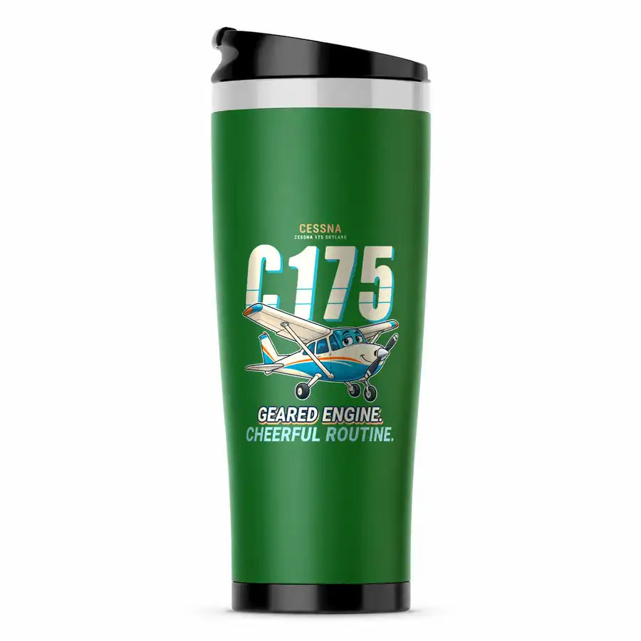 Cessna 175 Skylark - Cartoon - Stainless Steel (No Holder) - Green