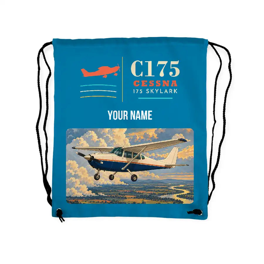 Cessna 175 Skylark - Drawstring Bag - Classic + Name - Light Blue