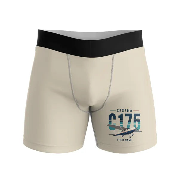 Cessna 175 Skylark - Men Boxers - Original + Name - Beige