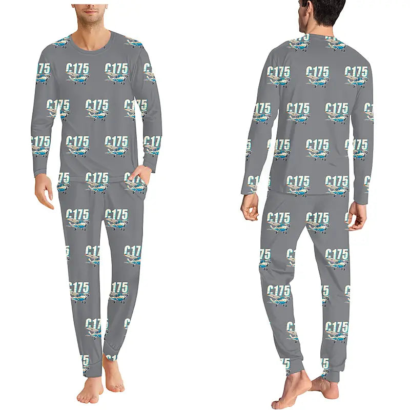 Cessna 175 Skylark - Men Pajamas - Cartoon Pattern - Gray