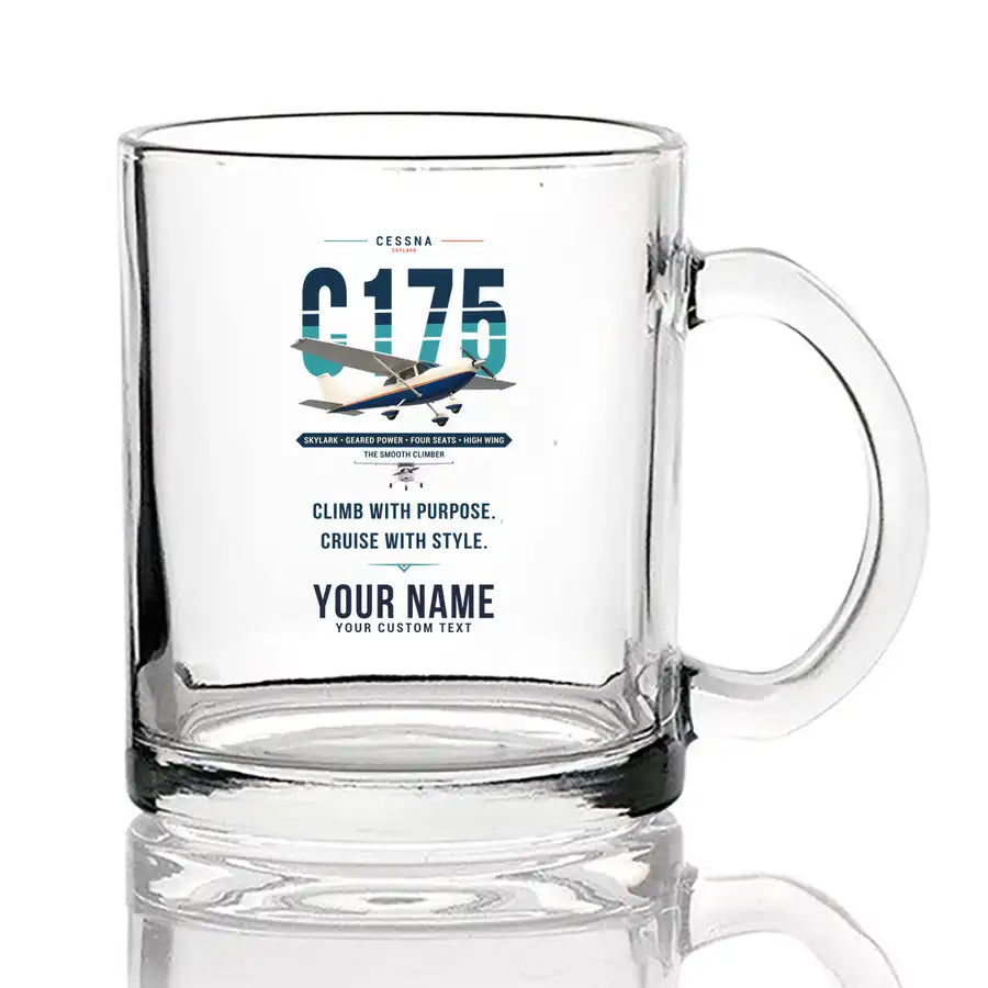 Cessna 175 Skylark - Original + Name - Coffee & Tea Glass