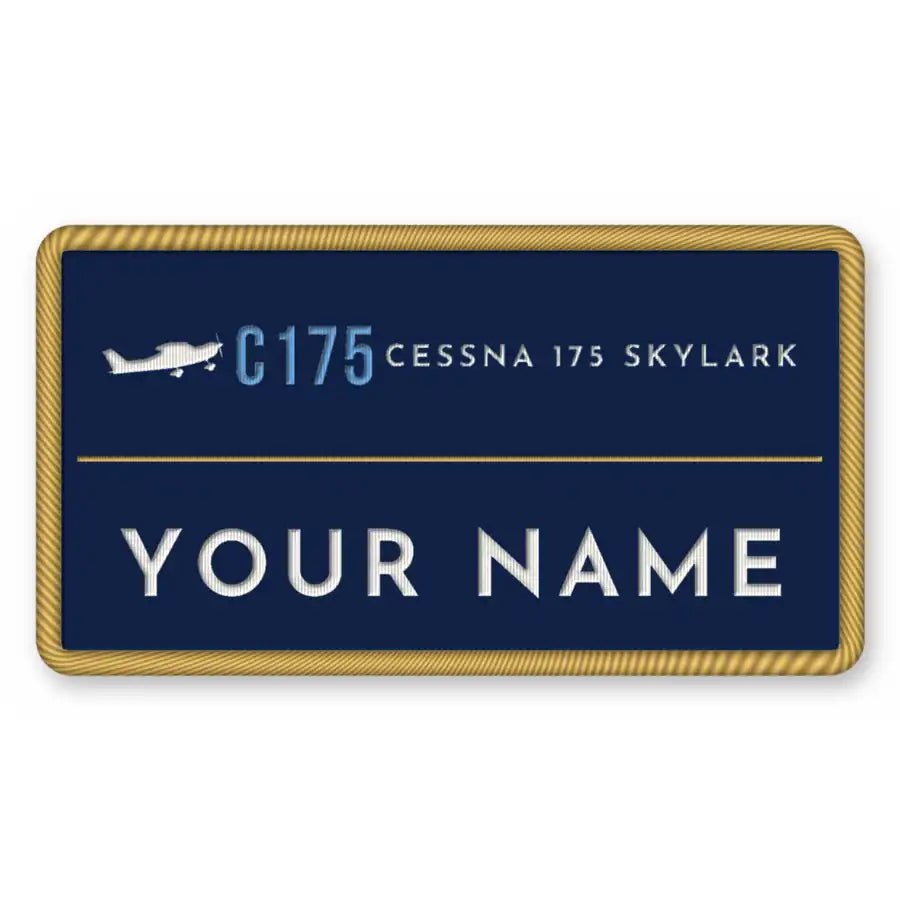 Cessna 175 Skylark Patches - Rectangle + Name - Navy Sky