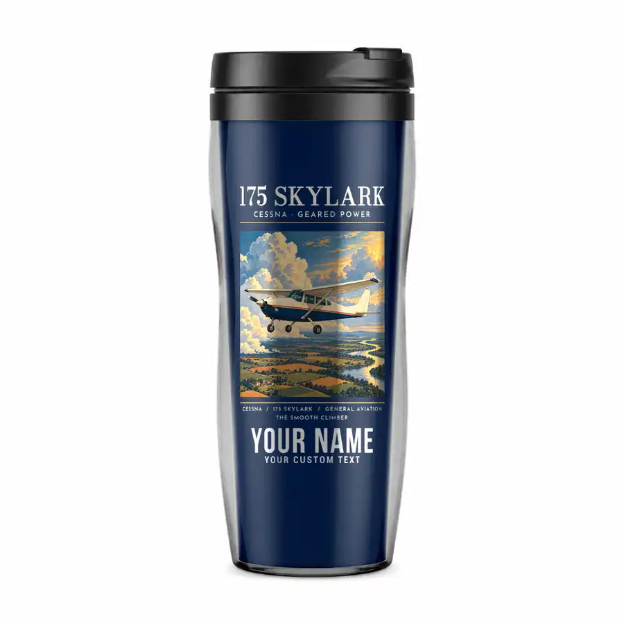 Cessna 175 Skylark - Poster + Name - Plastic (No Holder) - Dark Blue
