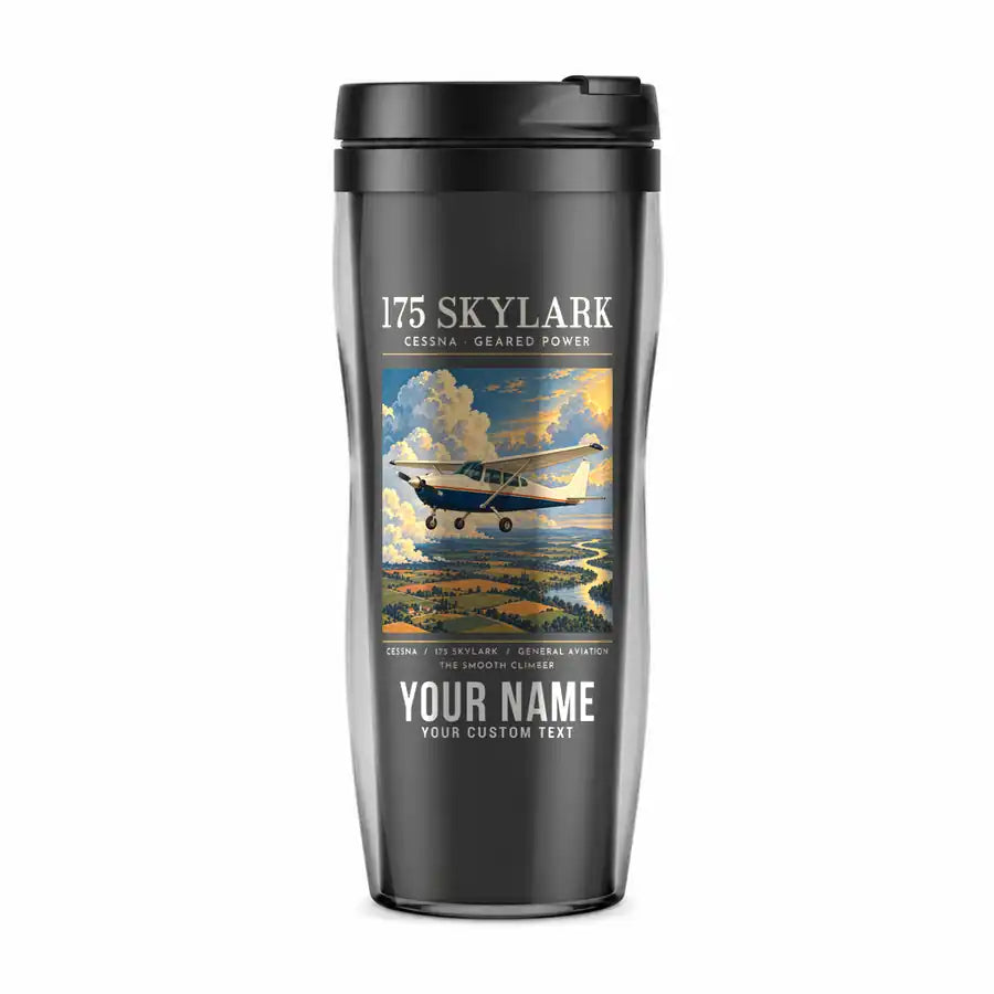 Cessna 175 Skylark - Poster + Name - Plastic (No Holder) - Gray